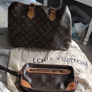 Louis Vuitton Monogram Handbag and Pouch zippers need fixed on both pieces